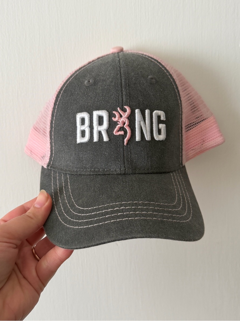 Browning Pink and Gray Trucker Cap
